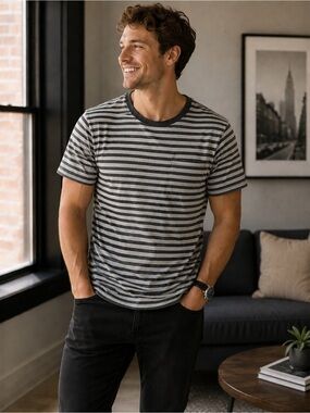 On the Byas Monochrome Striped Tee